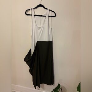 Zara Asymmetrical Green and White Dress